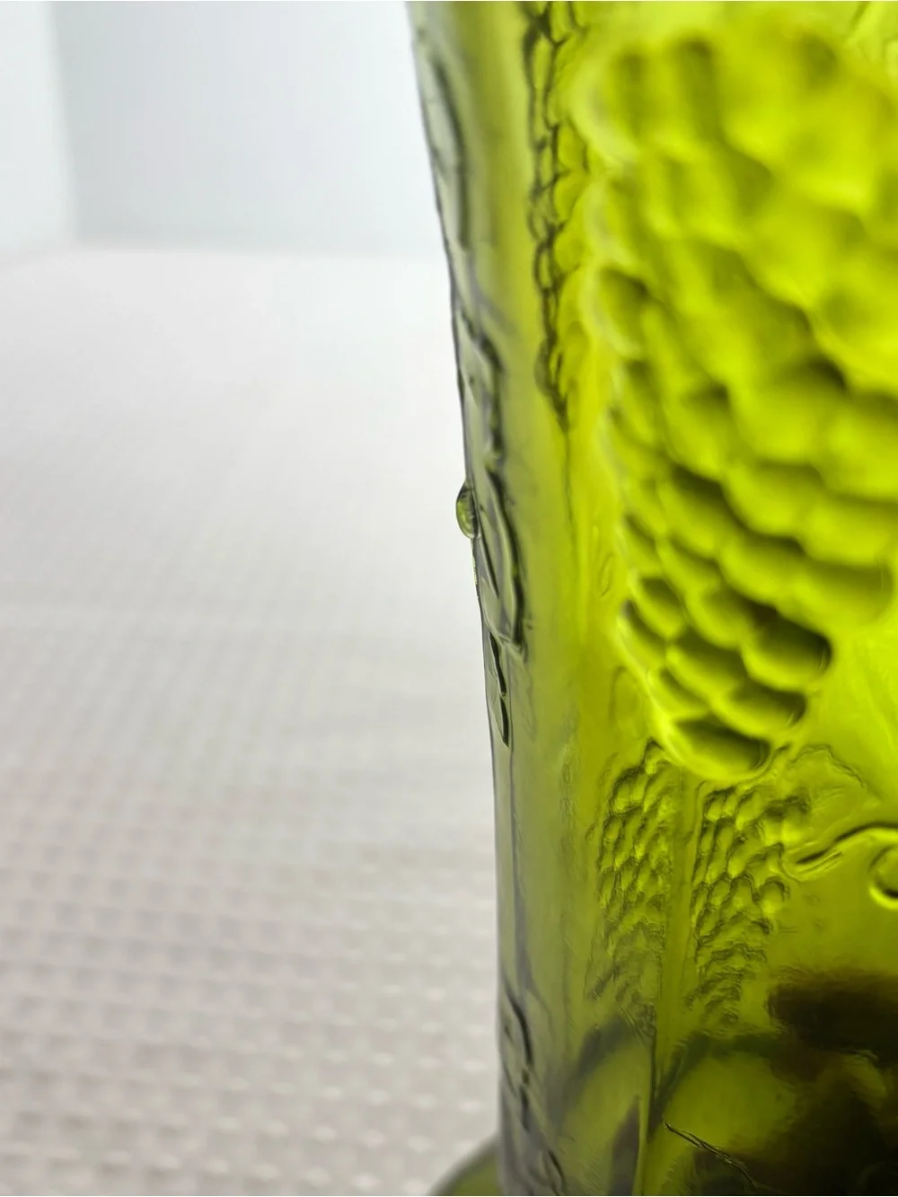 VTG Indiana Glass Avocado Green Harvest Grape Footed Pedestal Vase